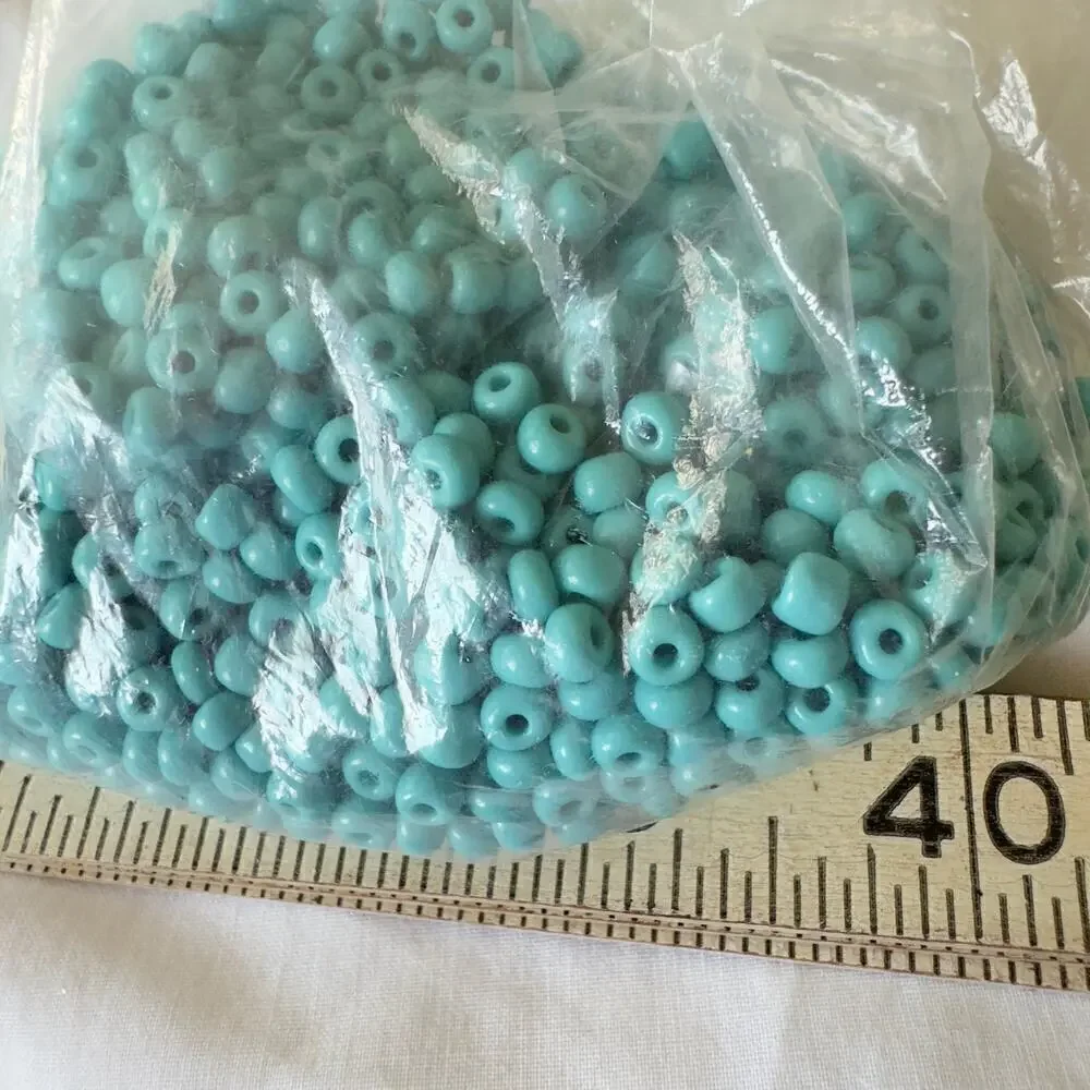 13.5oz Mixed Lot Blue Turquoise Glass Seed Beads Round Vintage Tandycrafts